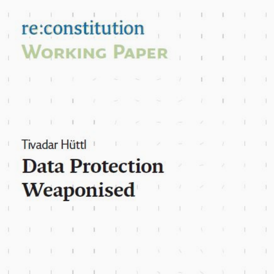 Cover of the publication "Data Protection Weaponised"