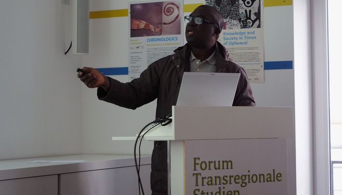 Gilbert Kouassi (Université Félix Houphouët Boigny) on “Teaching Art History and Doing Research in Ivory Coast”. (photo: Pilar Caballero Álvarez)