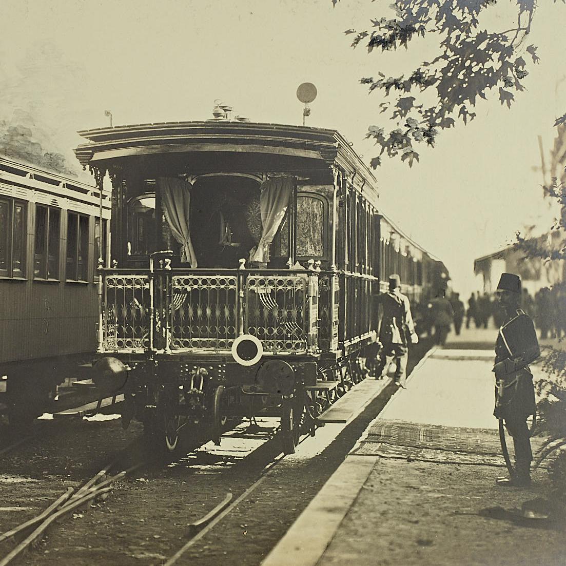 Special train for Emperor Wilhelm II and Empress Augusta Victoria at Hereke Station (Izmit). Istanbul University Virtual Library, Abdulhamid II collection, no: NEKYA90483/4.