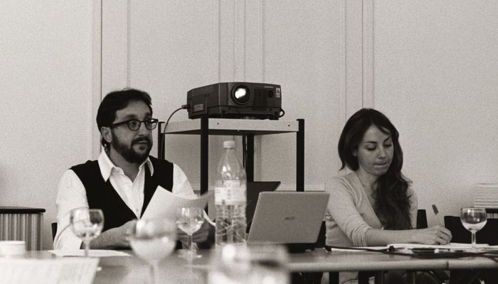 Two people presenting.