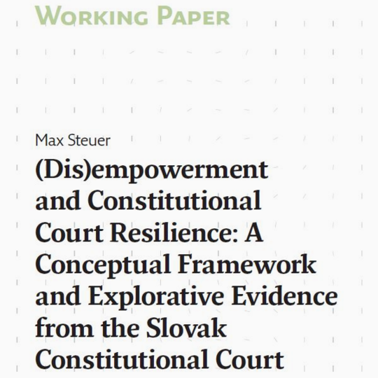 Cover of the re:constitution Working Paper "(Dis)empowerment and Constitutional Court Resilience" by Max Steuer