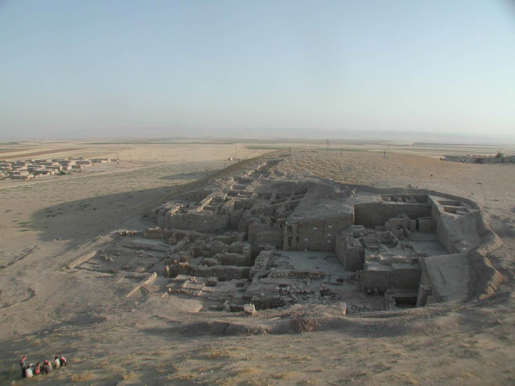 The Royal Palace at ancient Urkesh, dating to 2250 BC. The modern name of the site is Tell Mozan, which lies in the NE corner of Syria. The palace was built for King Tupkish and Queen Uqnitum, and contained several layers of stratified material culture, including seal impressions from many members of the royal court.